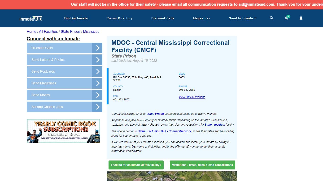 MDOC - Central Mississippi Correctional Facility (CMCF) & Inmate Search ...